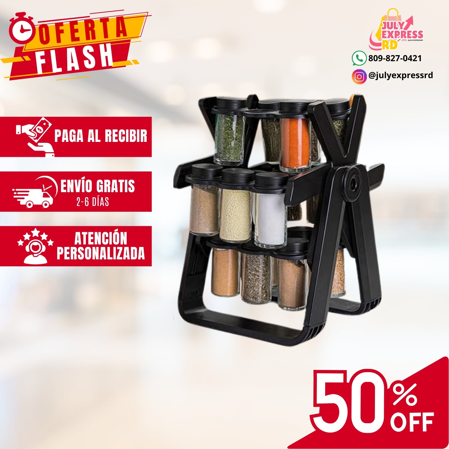 Organizador Giratorio de Sazones - Esencial Para Tu Cocina